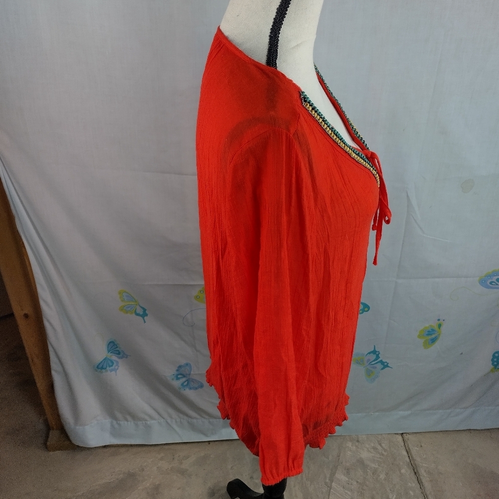 Zac & Rachel Women's Size XL Orange Beaded Blouse City Fashion - Picture 7 of 13